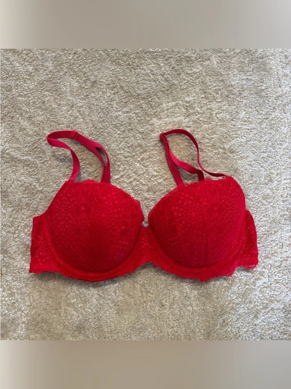 Victoria secret pink red lace bra with push up size 34C